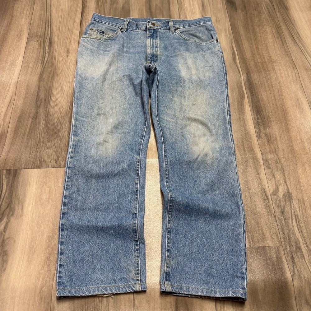 Lee Regular Fit Straight Leg Jeans Light Wash Blue Denim Mens 37x28.5 1310
